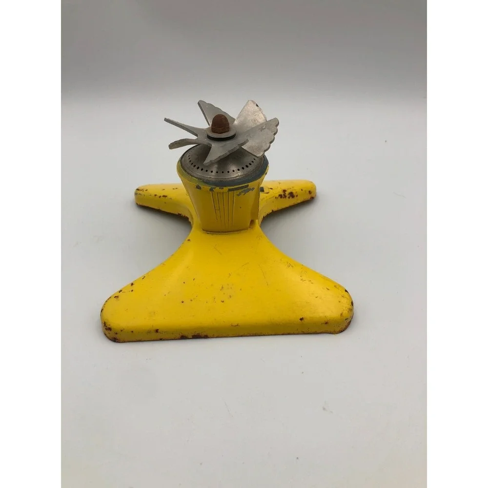 ZL Nelson Yellow All Metal Whirling Vane Sprinkler Vintage Original
